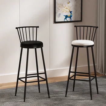 239 İskandinav modern bar sandalyesi ev basit bar sandalyesi yaratıcı sırtlı sandalye süt çay dükkanı ön büro demir tabure