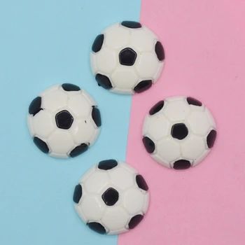 10 ADET Reçine Flatback Futbol Cabochon Scrapbooking Bezeme Minyatürleri Çocuk Saç Yay Merkezleri, 25mm