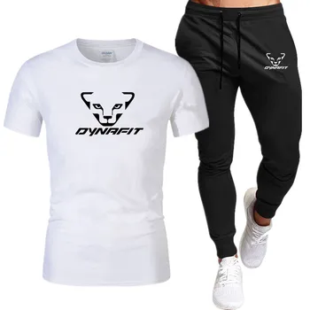 DYNRFIT erkek gömleği Eşofman İki Adet Setleri Erkekler Rahat Spor Spor Takım Elbise Kısa Kollu T Gömlek + Pantolon erkek Spor Takım Elbise