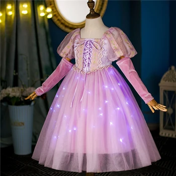 Kızlar Rapunzel Prenses Elbise Fantezi Çocuklar Doğum Günü Karnaval Cadılar Bayramı Partisi Cosplay Kostüm Yaz Çocuk Kıyafet Giysileri